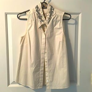 White J Crew gemstone sleeveless blouse size 2